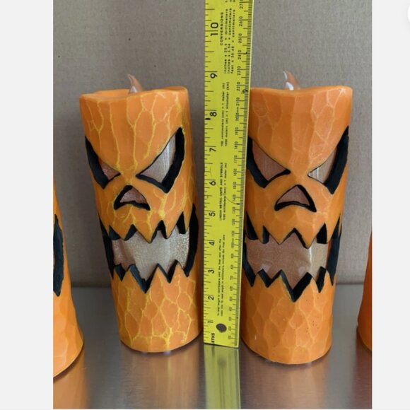 Jack O Lantern Color Changing LED Halloween Candles Set Of 4 - Picture 2 of 6